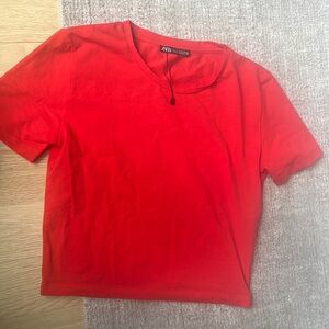 Zara size s women cropped red shirt